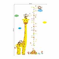Sticker de perete camera copii cu grila masurare inaltime girafa