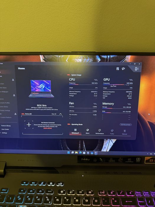 Лаптоп ASUS ROG Strix G17 / Ryzen 7 4800H / RTX 3050 Ti