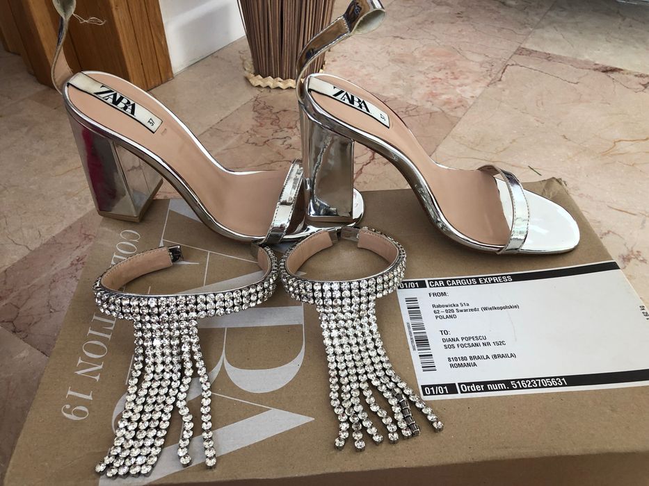 Zara sandale ocazie 37 cu strasuri