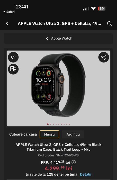 Apple Watch Ultra 2 Black Titanium, GPS+Cellular 49mm, full nox!