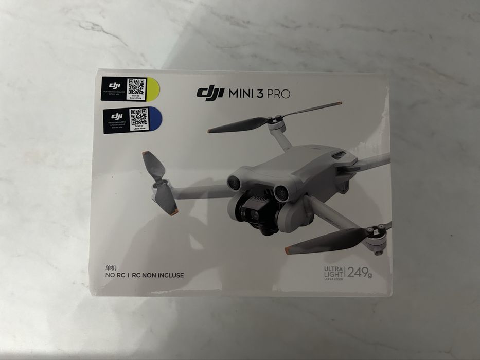 Dronă DJI Mini 3 Pro nouă, neactivată (doar drona, dronă de schimb)
