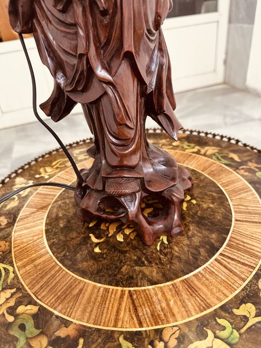 Ръчно резбована дървена лампа – ориенталски стил (ок. 1955–1970 г.)