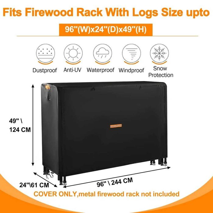 Husă de exterior pentru lemn de foc(raft pentru bușteni nu este inclus