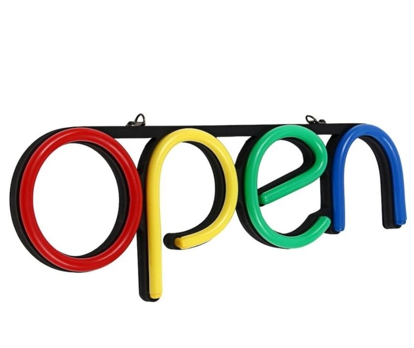 Reclama semn luminos led neon cu mesaj  Open