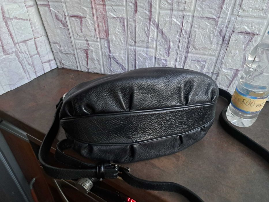 дамска чанта,малка черна кожена торба-естествена кожа