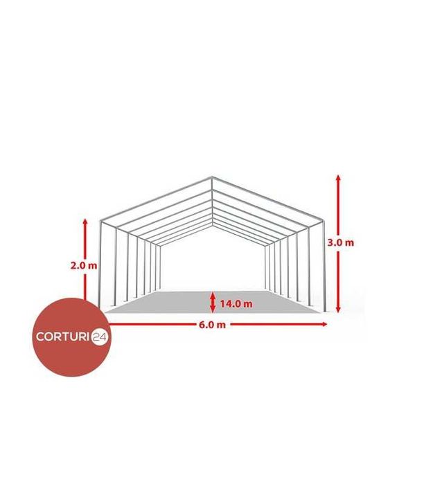 Cort Evenimente 6x14 m ECONOMY, PVC alb, CORTURI24.RO