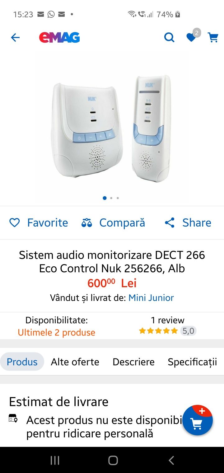 Monitor bebe nuk eco control dect 266