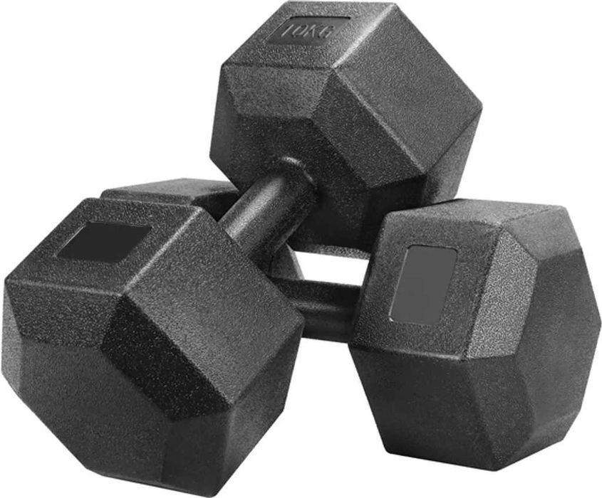 Set gantere hexagonale 2 x 10kg cu strat PVC |R 611019 Black