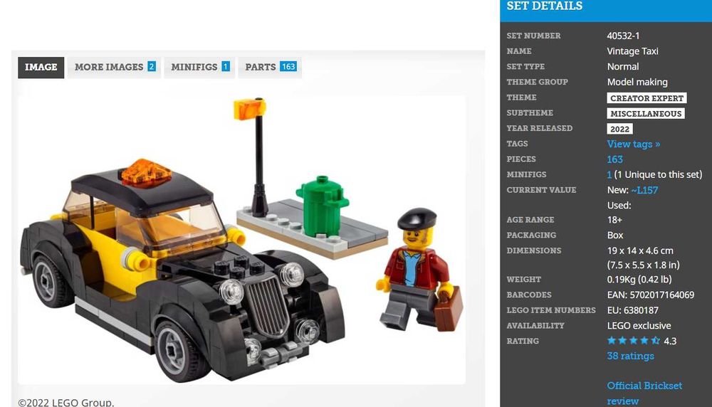 LEGO Ideas 40532 - Vintage Taxi masina - set de colectie