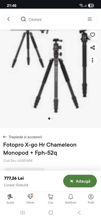 Trepied foto Fotopro X-go Hr Chameleon Monopod + Fph-52q