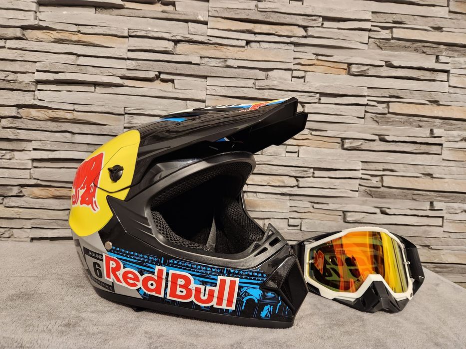 Cască + Ochelari Motocross RedBull Enduro, ATV