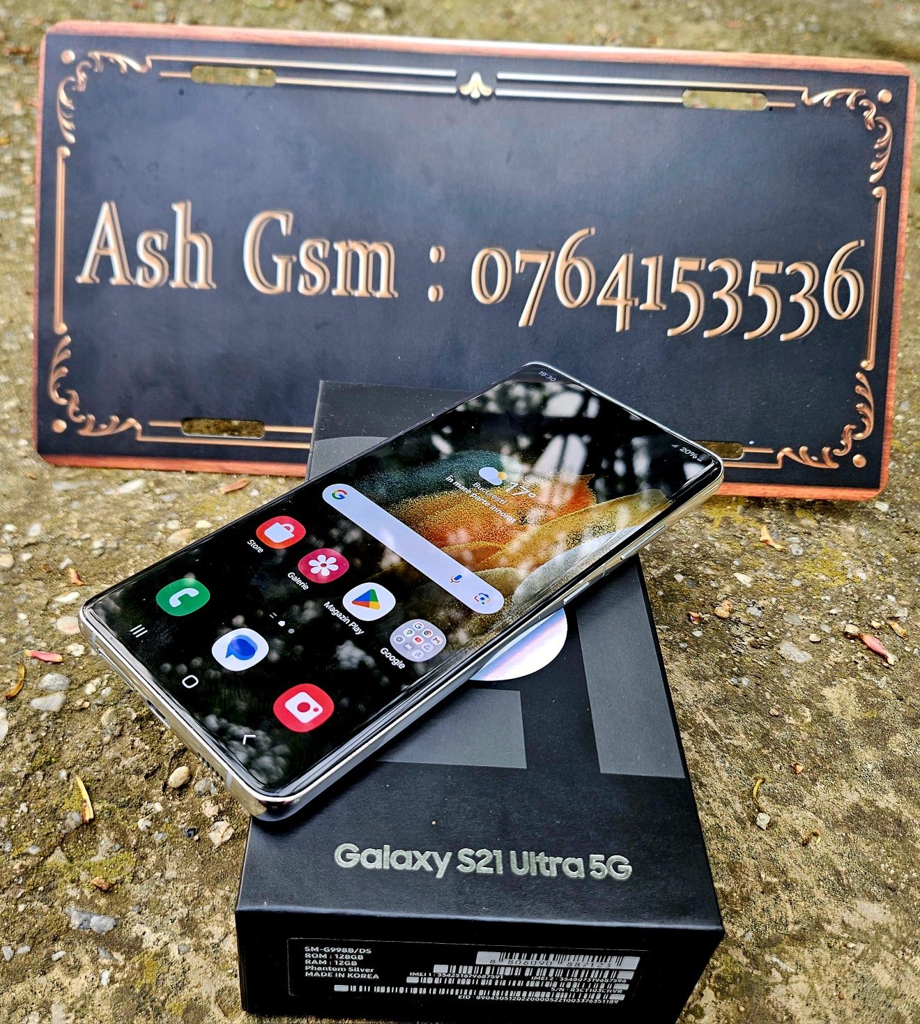 Samsung S21 Ultra 5g silver, impecabil, full box