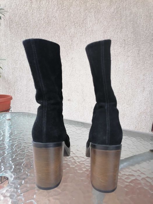 Botine din piele întoarsă, negre, mărimea 37, Musette