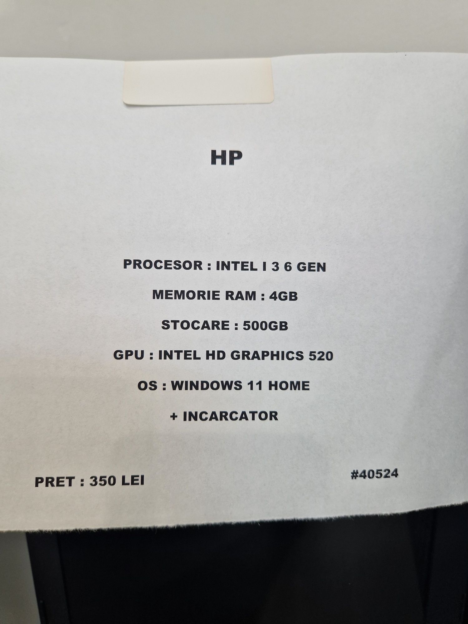 Laptop HP Intel i3 Gen 6 Stocare 500 GB Ram 4 GB #40524