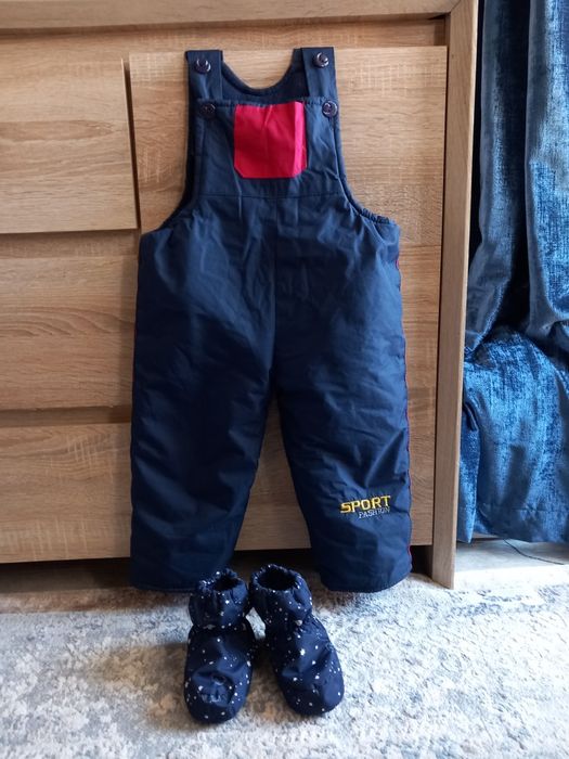 Salopeta iarnă băiat 86 + botosei hidrofug 19/21 H&M