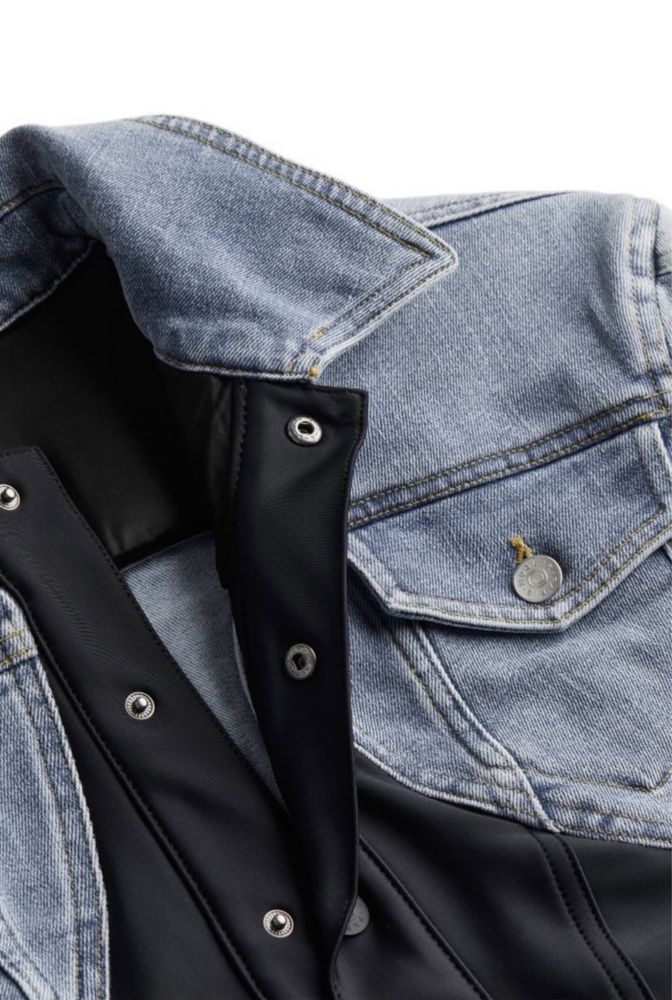 Jacheta/ geaca Mugler H&M din denim cu detaliu in talie, marimea XS