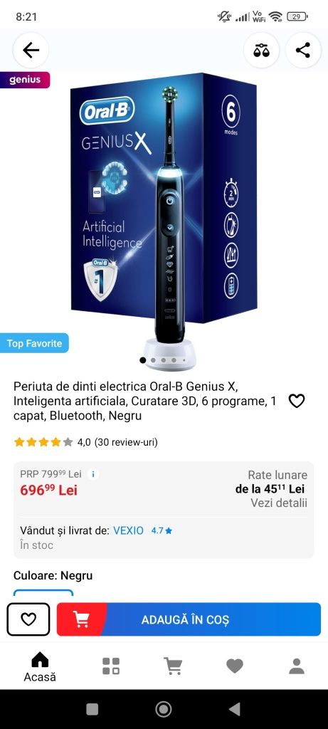 Periuta de dinti electrică-Oral- B Genius X  Negru