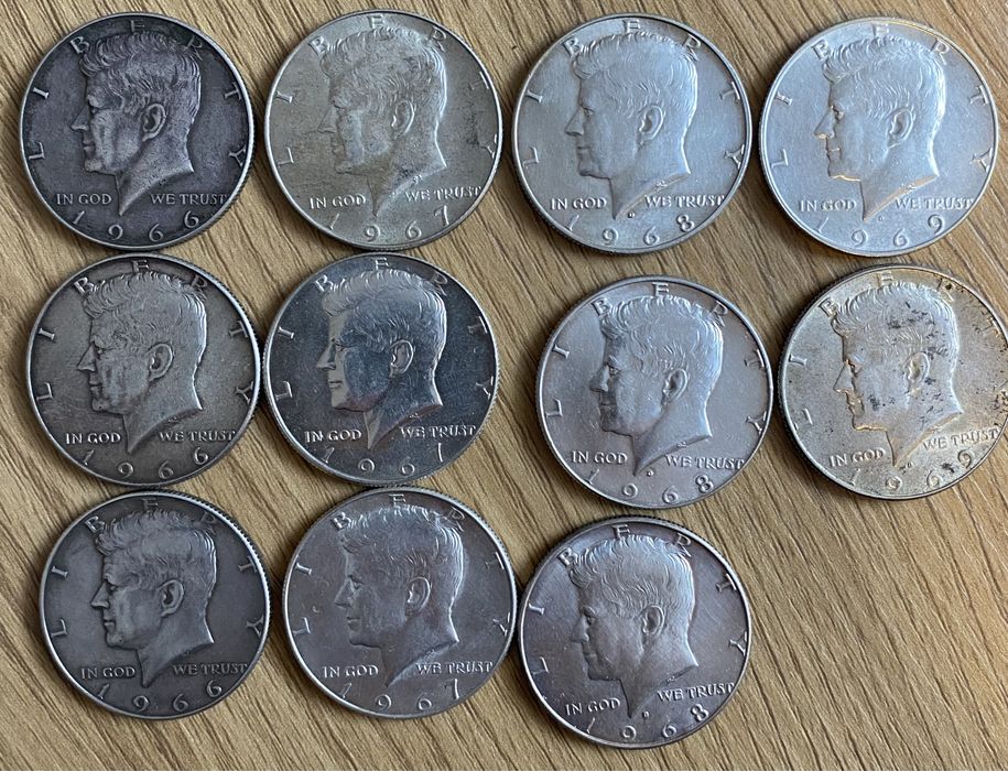11 monede Kennedy Half Dollar ARGINT 40%