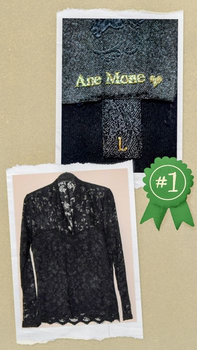 Дантелена черна блуза, размер 42