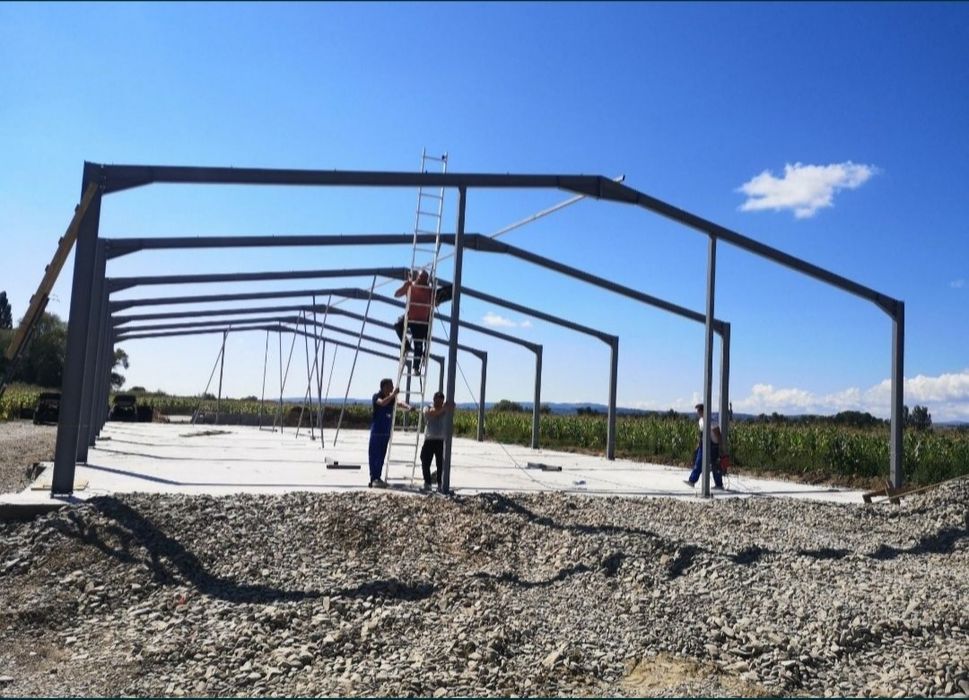 Ofer spre vanzare hala de 200 mp doar structura confectionata din ipe