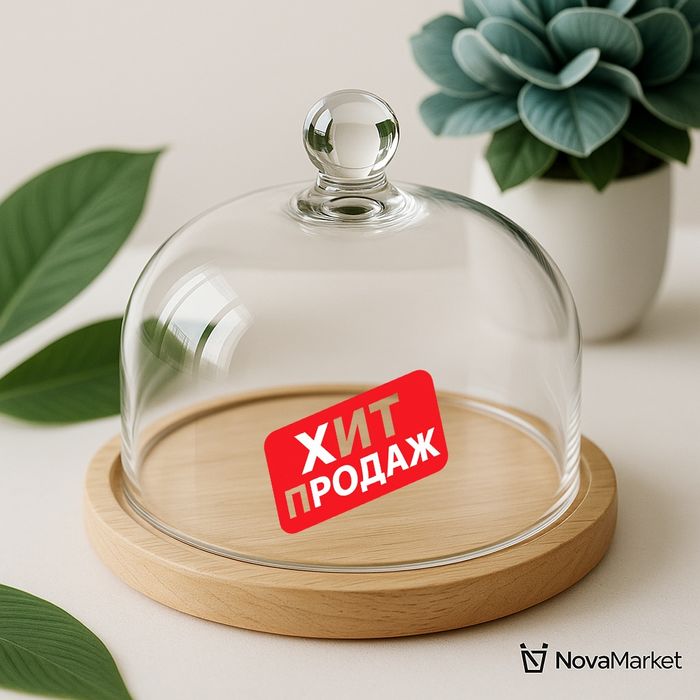 Стеклянный колпак с деревянной подставкой GW-918 (Thailand)