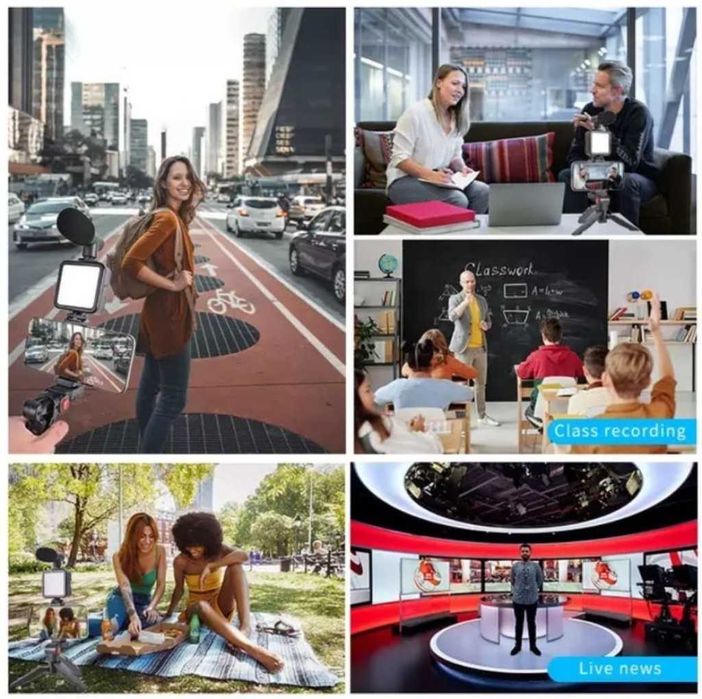 Професионален видео трансформатор, Bluetooth, микрофон, LED прожектор