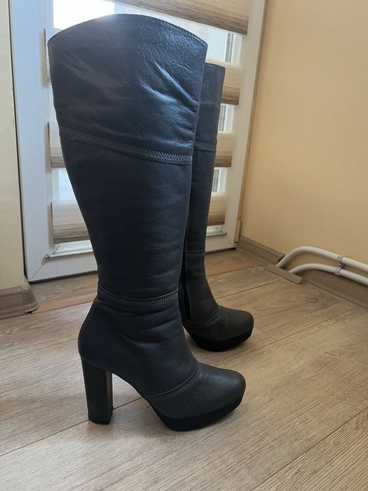 Ботуши на висок ток от естествена кожа, размер 38