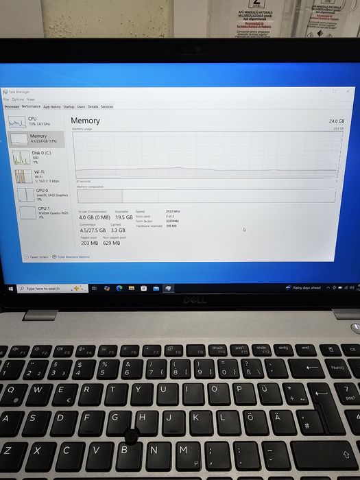 Laptop Dell Precision 3551/ i7-10850H/ Nvidia Quadro P620