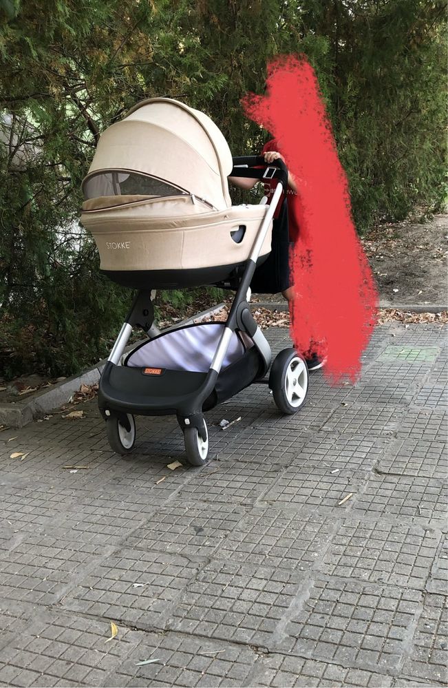 Бебешка комбинирана количка Stokke Crusi Beige с всички аксесоари