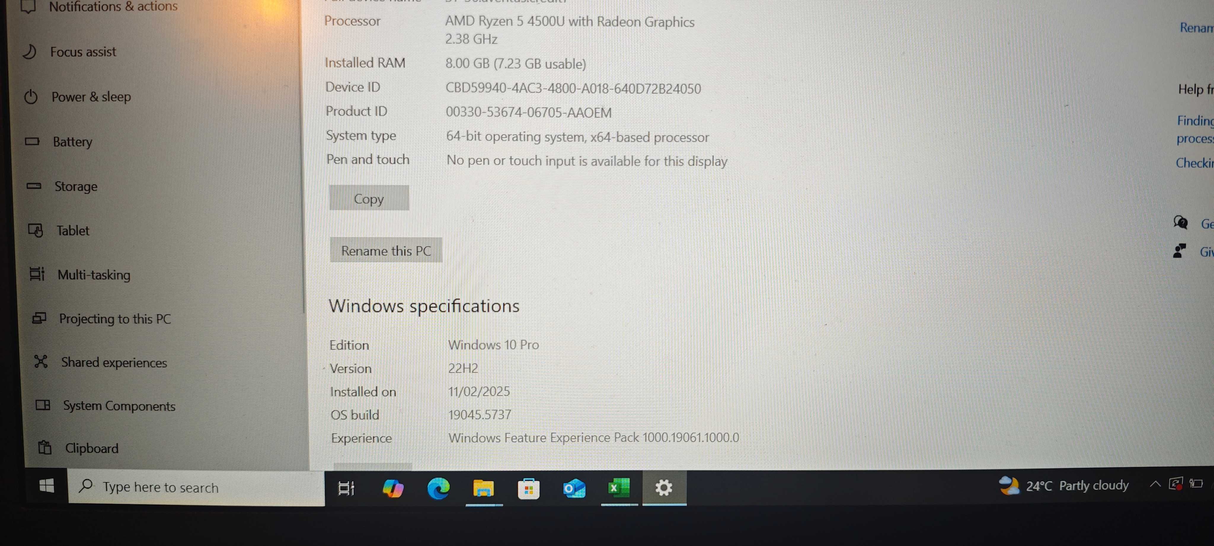 Lenovo e15 gen2 ryzen 5 4500U 8gb RAM 256gb ssd