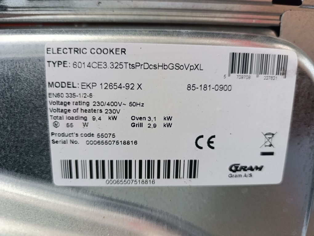 Нова!!!Електрическа готварска печка GRAM EKP 12654-92 X
