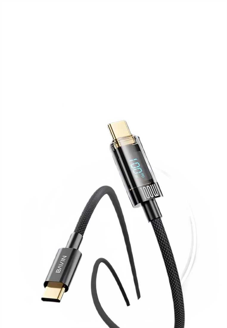 Cablu de date USB-C la USB-C, 100W, cu Display digital, 1,2m