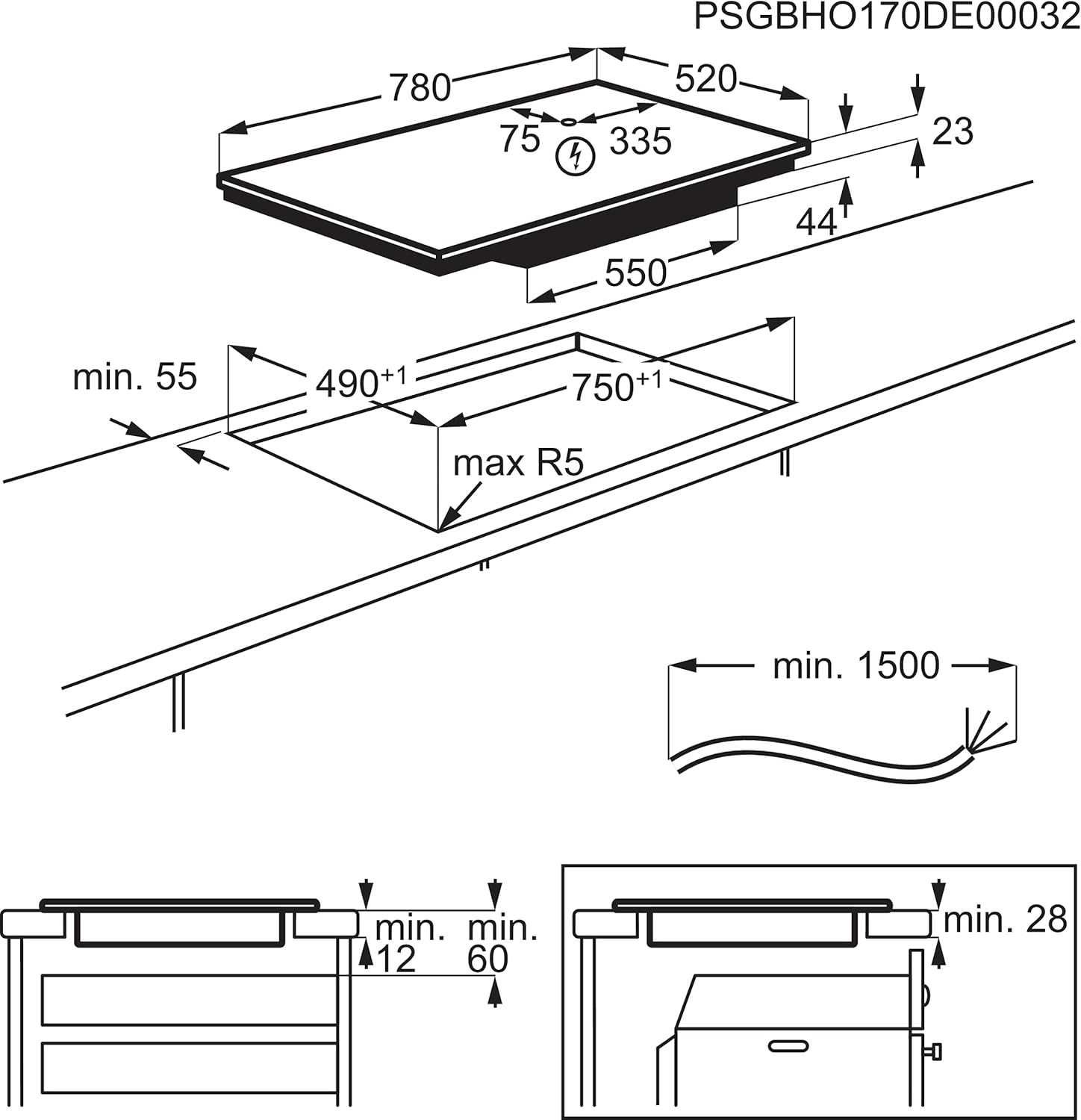 Индукционен плот Electrolux Bridge 80cm (LIL83443) 4600W