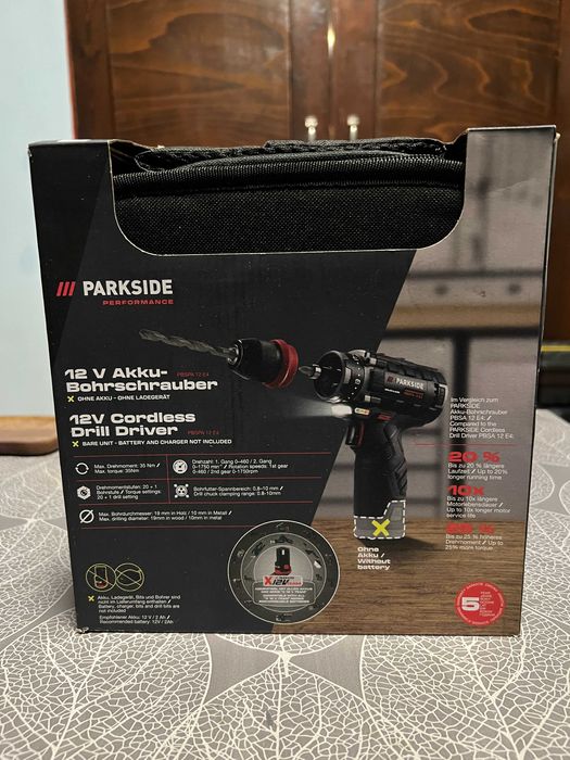 Винтоверт Parkside Performance 12V с батерия и зарядно