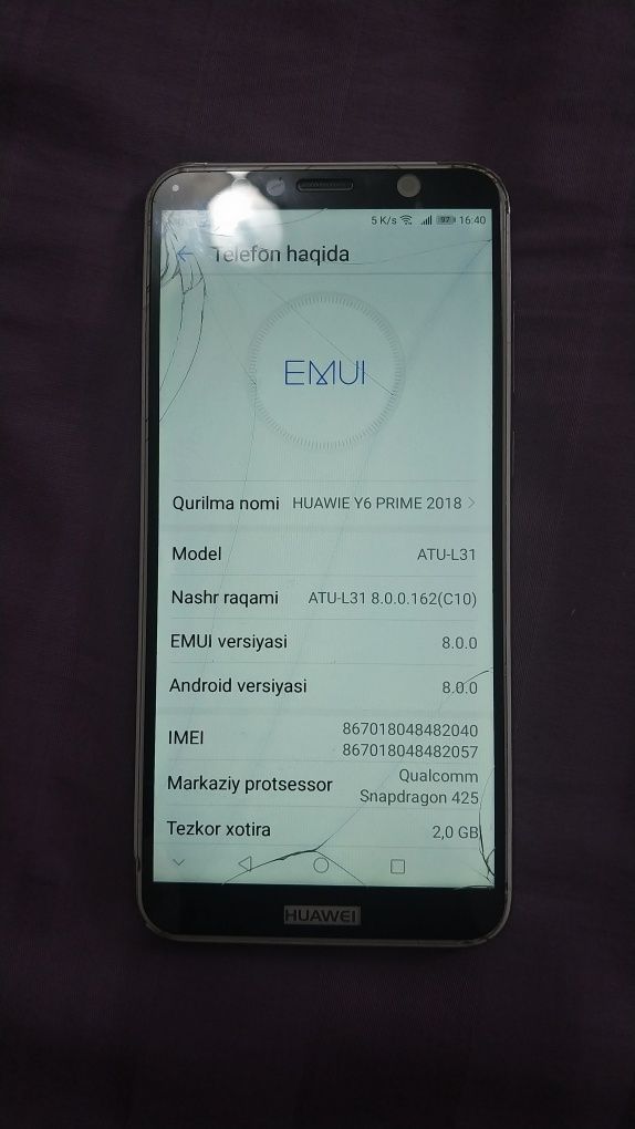 Huawie y6 prime 2018