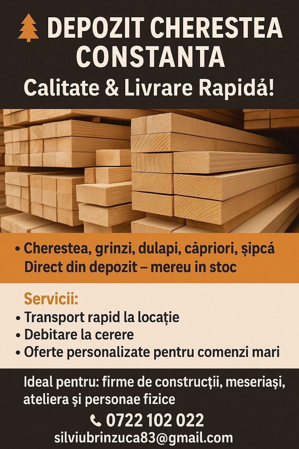 Cherestea, grinda,dulapi rășinoase producător direct