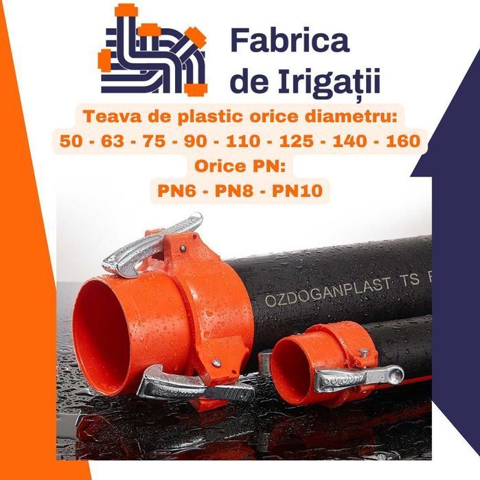 Teava irigatii PE100 - φ90 - PN6 din plastic cu mufare rapida