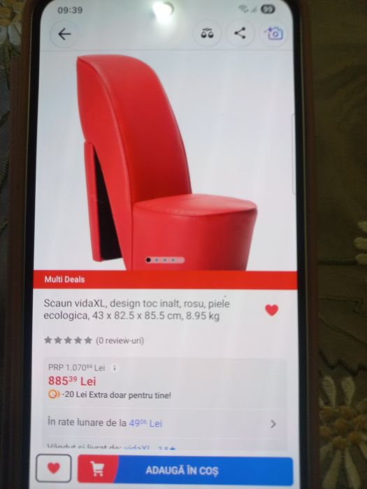 Vand fotoliu stil pantof ,l-am cumparat de pe emag la 885 ron