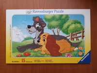 Puzzle 15 piese mari, Doamna și vagabondul, Ravensburger, Disney