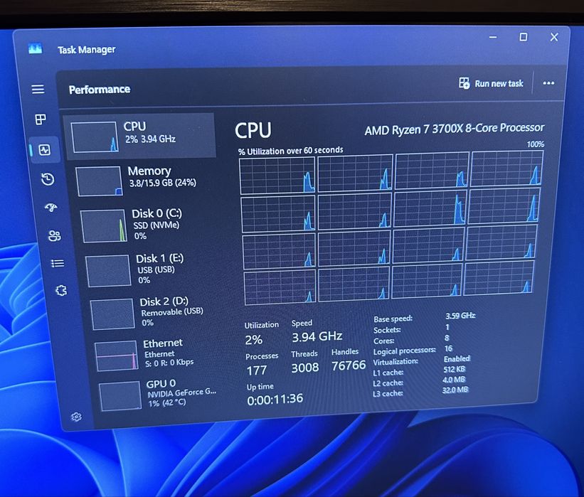 Ofertă! PC Gaming Ryzen 7 3700X, 16gb DDR4, GTX 1660Ti, 500GB NVME