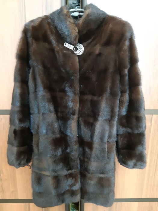 Шуба норковая поперечка – трансформер, махагон, размер S (40-42)