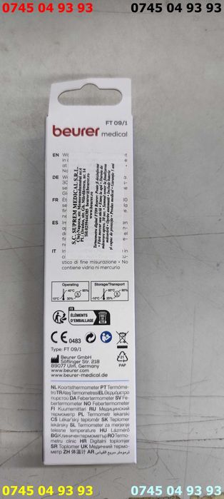 termometru clinic BEURE FT09 nou in cutie cu proba
