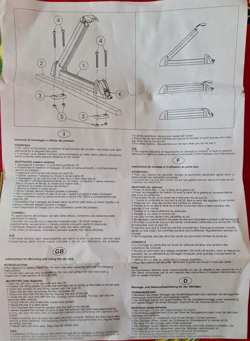 Suport auto pentru schiuri