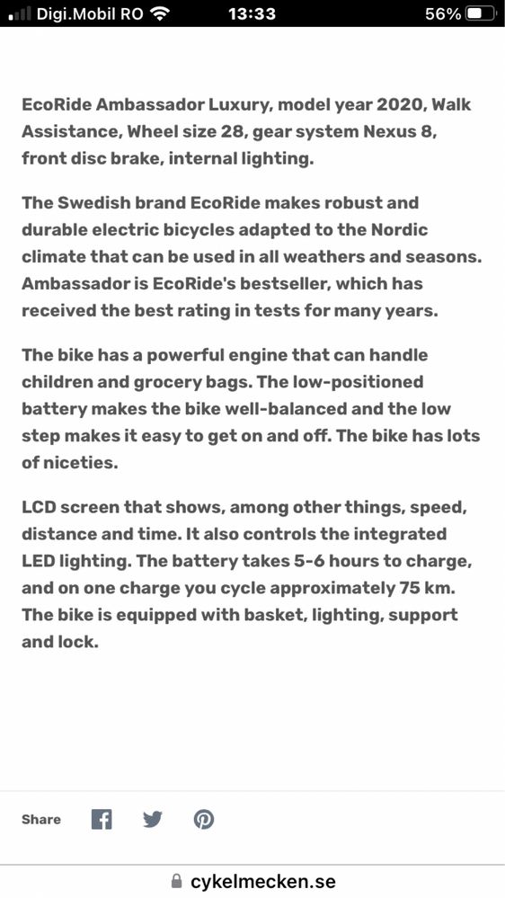 Bicicleta electrică Hibrid Ambasador ECO ride