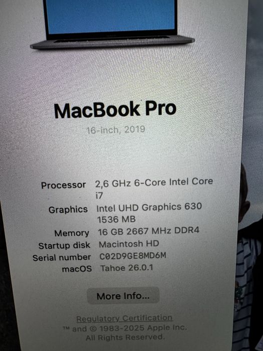 Apple Macbook Pro 16 2019 i7 16gb RAM