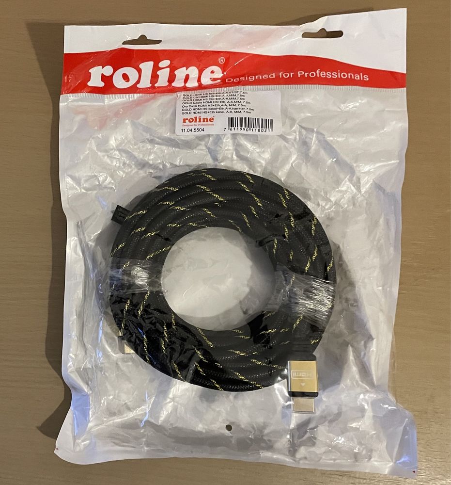 Cablu HDMI Roline Gold 1.4 19T-19T 7.5m, Roline, nou-sigilat