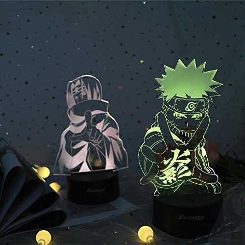 3D аниме LED Нощна лампа,3 различни Аниме героя, дистанционно