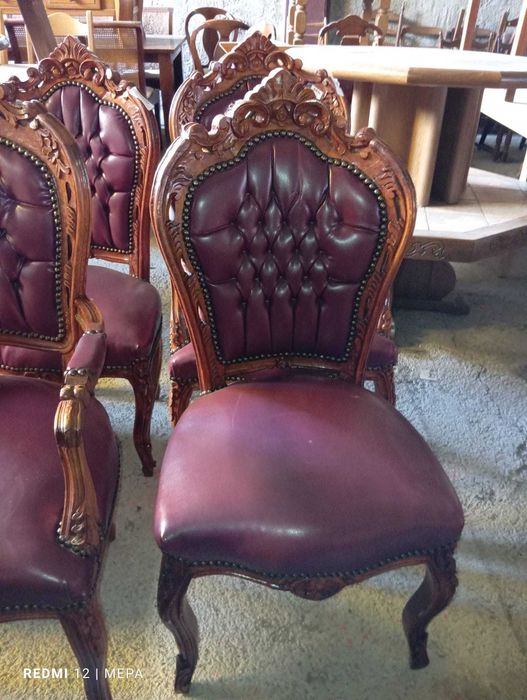 Бароков стол дърворезба и кожени внос от Европа