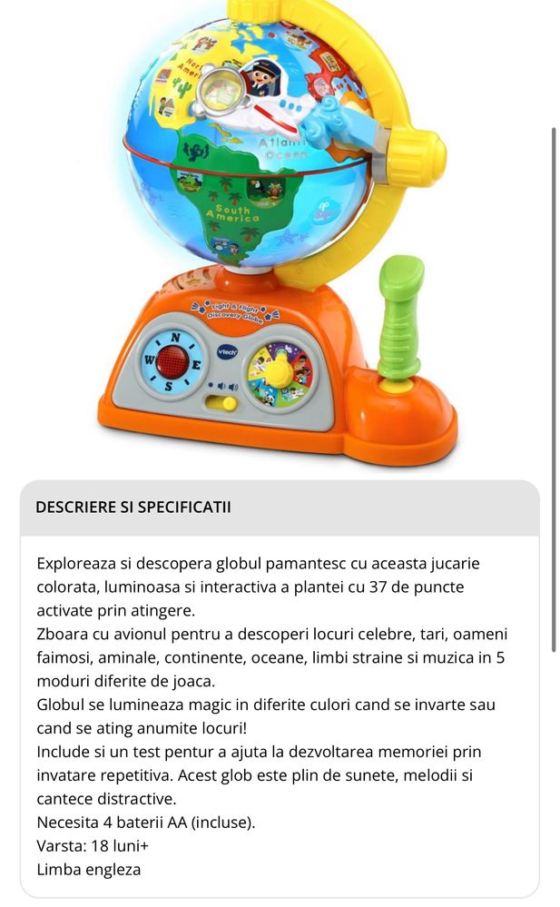 Glob pamantesc interactiv vtech