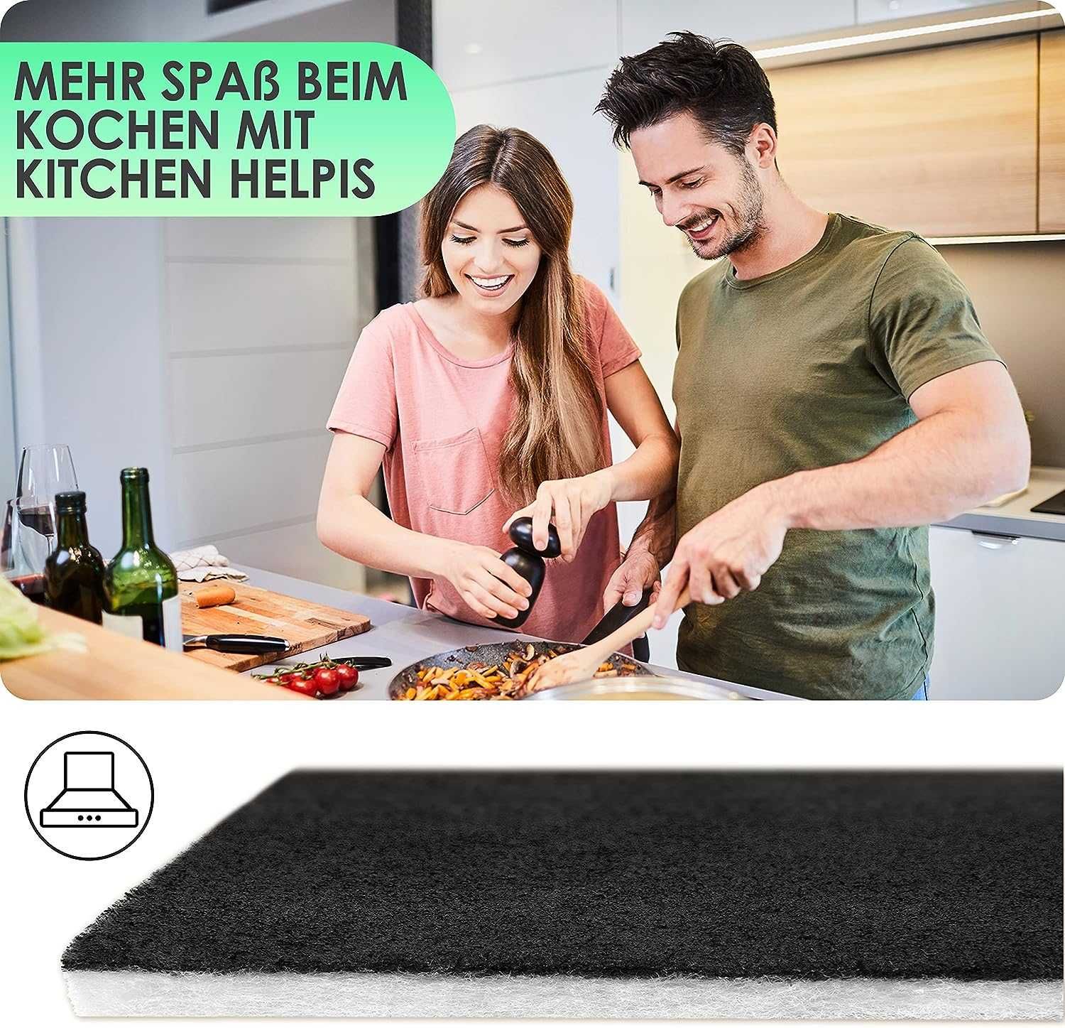 Кухня Helpis® за абсорбатор с активен въглен и филтър за мазнини